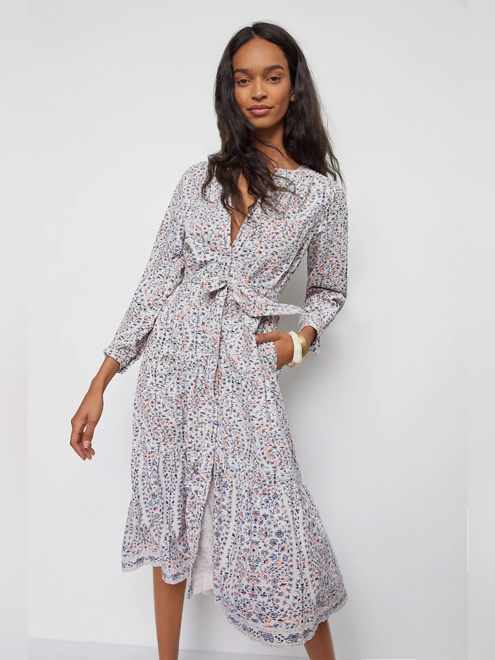 Anthropologie Pilcro Marta Tiered Corduroy Dress Size Small